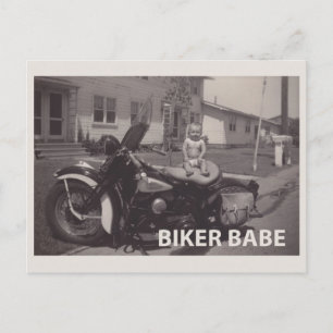 biker babe postcard