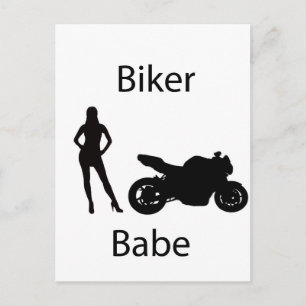 Biker babe postcard