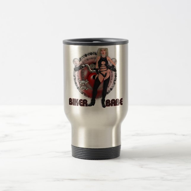 Biker Babe - Travel/Commuter Mug (Center)