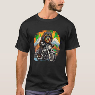 Biker Bernedoodle Dog Riding Motorcycle T Shirt