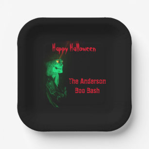 Biker Billy Halloween Skeleton Black & Red  Paper Plate