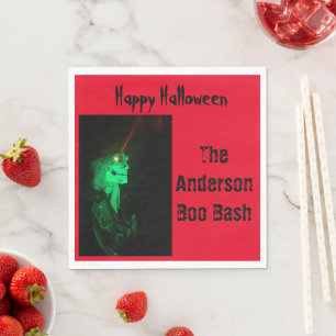 Biker Billy Halloween Skeleton Blood Red Napkin
