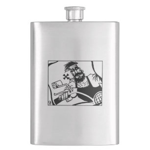 Biker black stainless steel flask