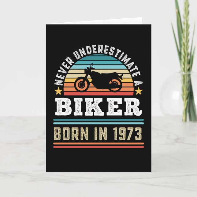 Biker born 1973 50th Birthday Motorbike Gift Dad Card (Front)