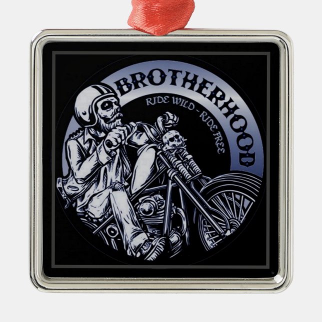 Biker Brotherhood Black Metal Ornament (Front)