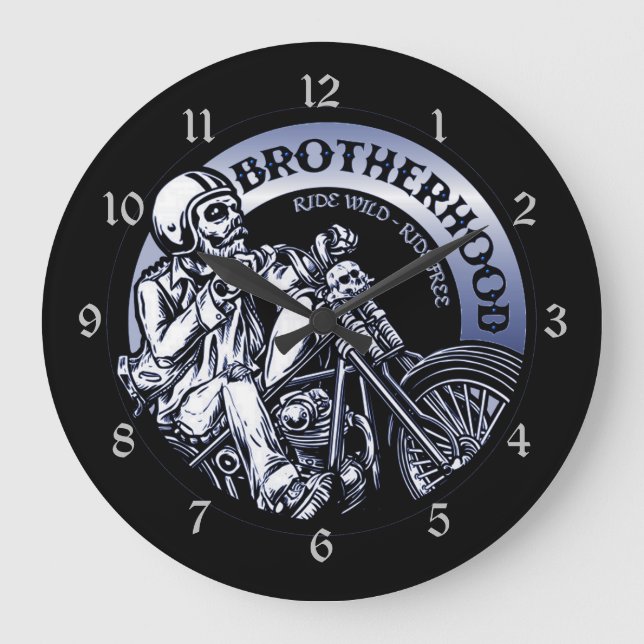 Biker Brotherhood Large Clock (Front)