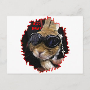 BIKER BUNNY HELL'S BUNNY POSTCARD