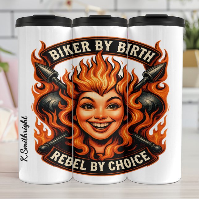 Biker By Birth Rebel By Choice Emblem Thermal Tumbler (Creator Uploaded)