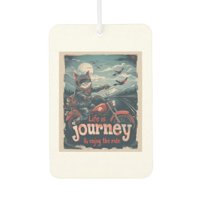 Biker Cat Adventure Car Air Freshener (Front)