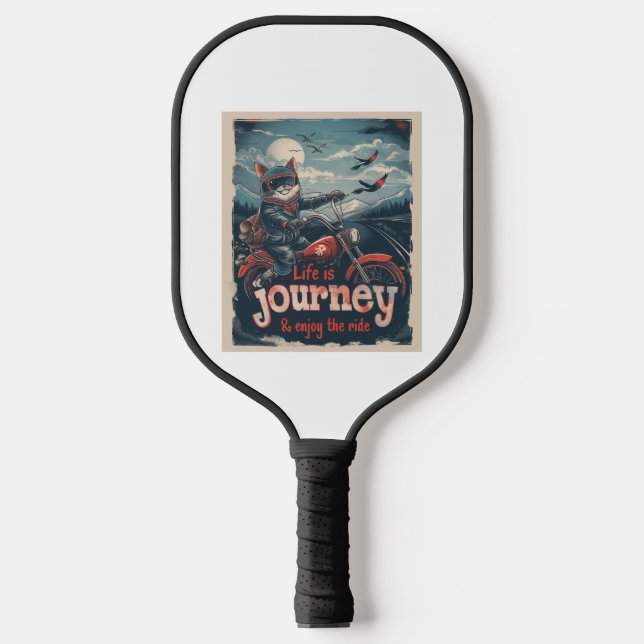 Biker Cat Adventure Pickleball Paddle (Front)
