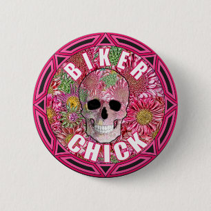 Biker Chick 001 6 Cm Round Badge