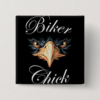 biker chick 15 cm square badge