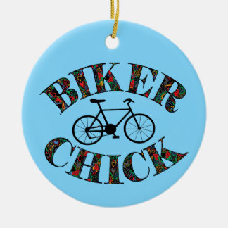 Biker Chick Bike Ceramic Tree Decoration