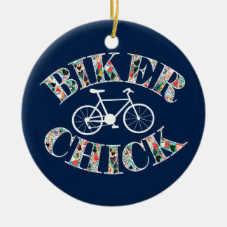 Biker Chick Bike Ceramic Tree Decoration