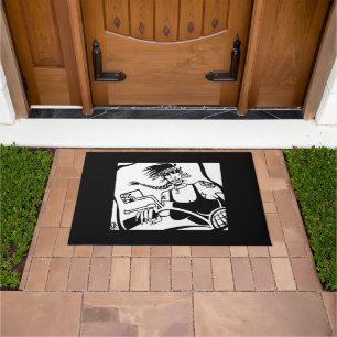 Biker Chick black and white doormat