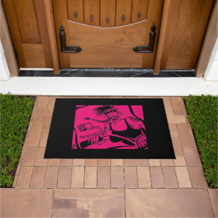 Biker Chick black pink black doormat
