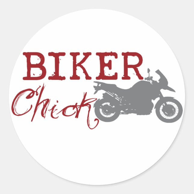 Biker Chick Classic Round Sticker (Front)