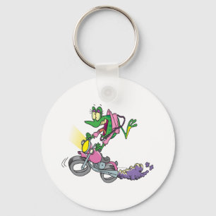 biker chick froggy frog animal cartoon key ring