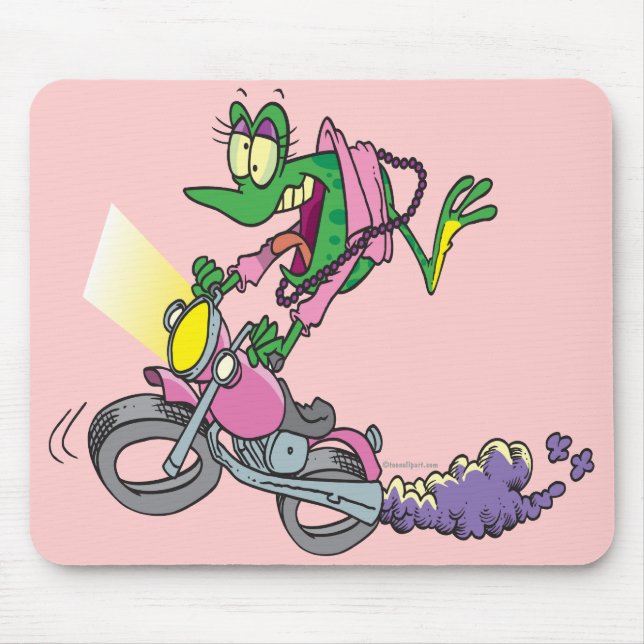 biker chick froggy frog animal cartoon mouse mat (Front)