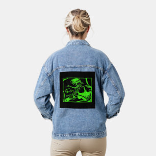Biker Chick green black women denim jacket