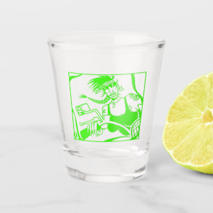 Biker Chick green shot glass