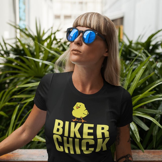 BIKER CHICK, LADIES BICYCLE & MOTORCYCLE T-Shirts (Creator Uploaded)