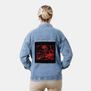 Biker Chick red black women denim jacket