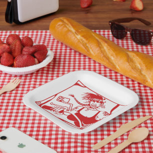 Biker Chick red square paper plates