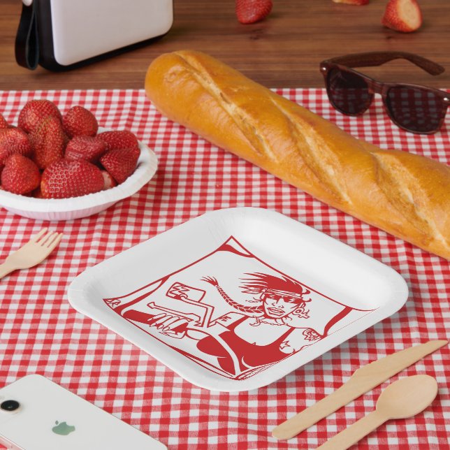 Biker Chick red square paper plates (Picnic)