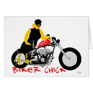 BIKER CHICK Sitting on Her Motorcycle