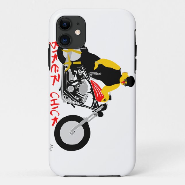 BIKER CHICK Sitting on Her Motorcycle Case-Mate iPhone Case (Back)
