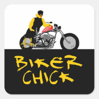 BIKER CHICK Sitting on Her Motorcycle