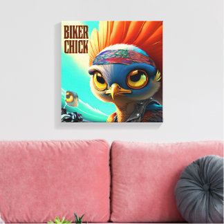 Biker Chick Stretched Canvas Print