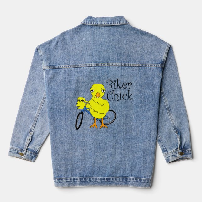 Biker Chick Text Denim Jacket (Back)