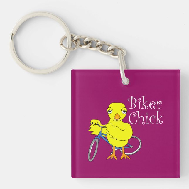 Biker Chick Text Key Ring (Front)