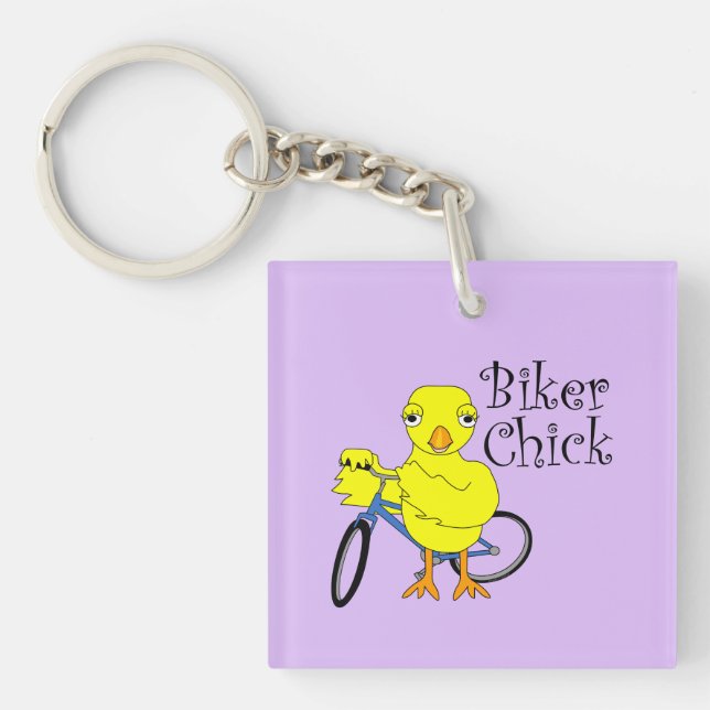 Biker Chick Text Key Ring (Front)