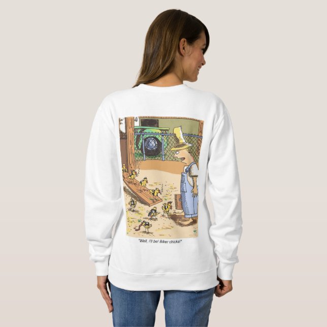 Biker Chicks women white sweatshirt back (Back Full)
