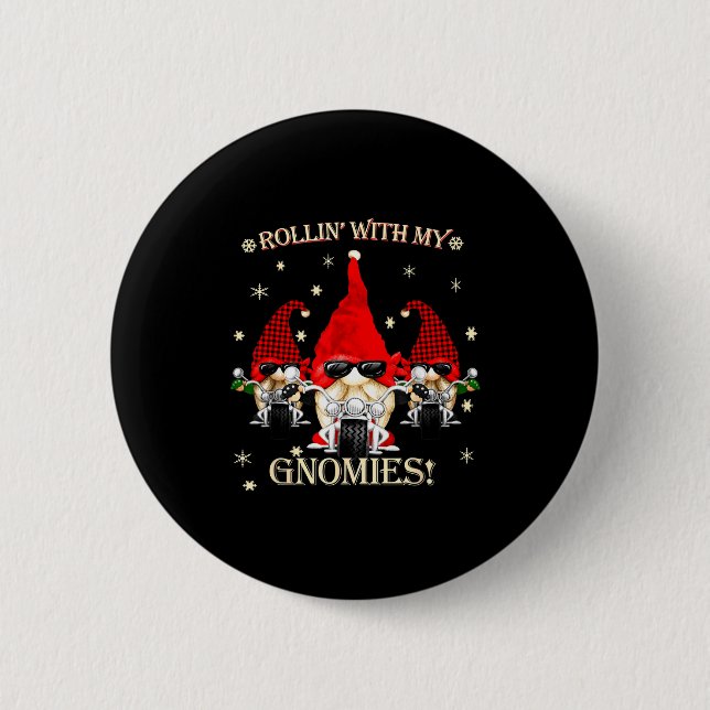 Biker Christmas Gnomes Biker Garden Christmas Gnom 6 Cm Round Badge (Front)