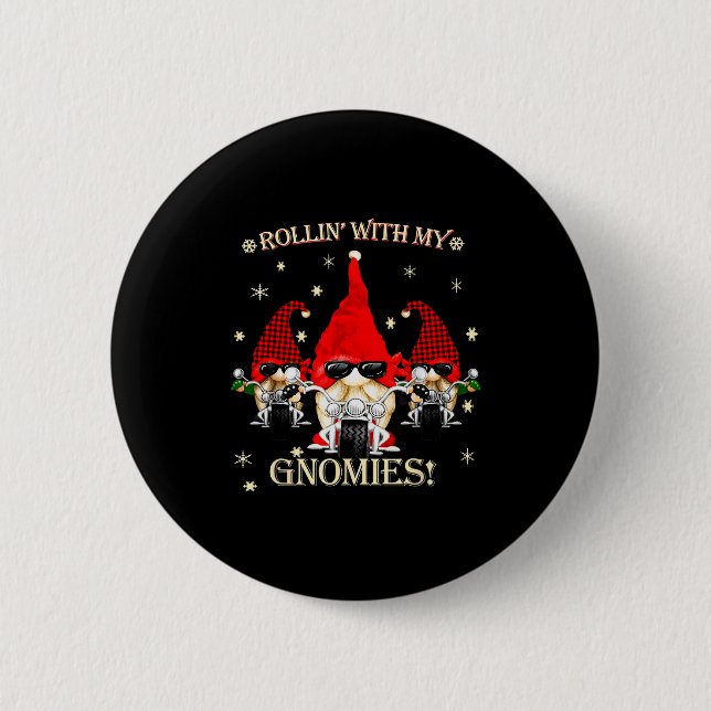 Biker Christmas Gnomes Biker Garden Christmas Gnom 6 Cm Round Badge (Front)