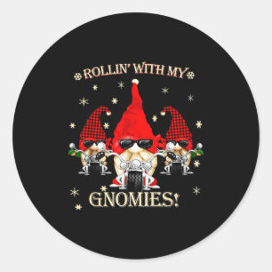 Biker Christmas Gnomes Biker Garden Christmas Gnom Classic Round Sticker
