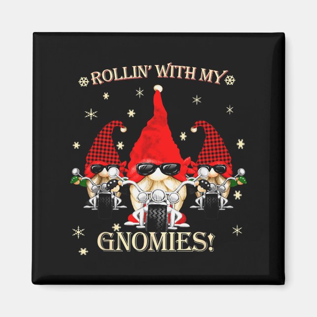 Biker Christmas Gnomes Biker Garden Christmas Gnom Magnet (Front)
