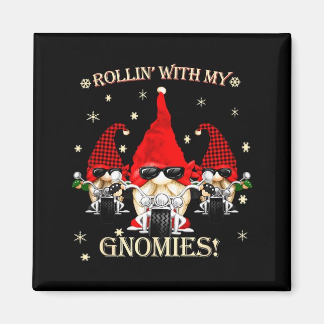 Biker Christmas Gnomes Biker Garden Christmas Gnom Magnet (Front)
