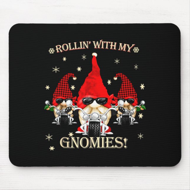 Biker Christmas Gnomes Biker Garden Christmas Gnom Mouse Mat (Front)