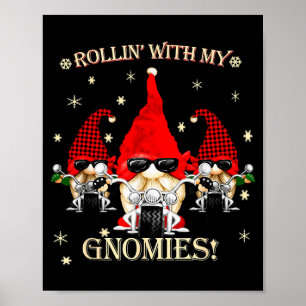 Biker Christmas Gnomes Biker Garden Christmas Gnom Poster