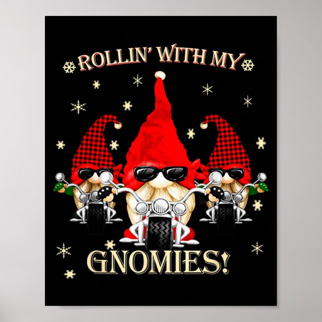 Biker Christmas Gnomes Biker Garden Christmas Gnom Poster (Front)