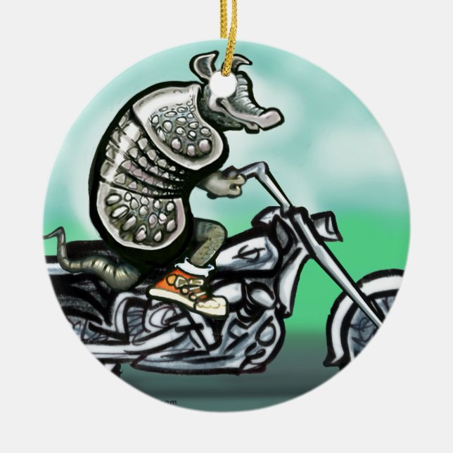 Biker Club Dillo Ceramic Tree Decoration (Front)