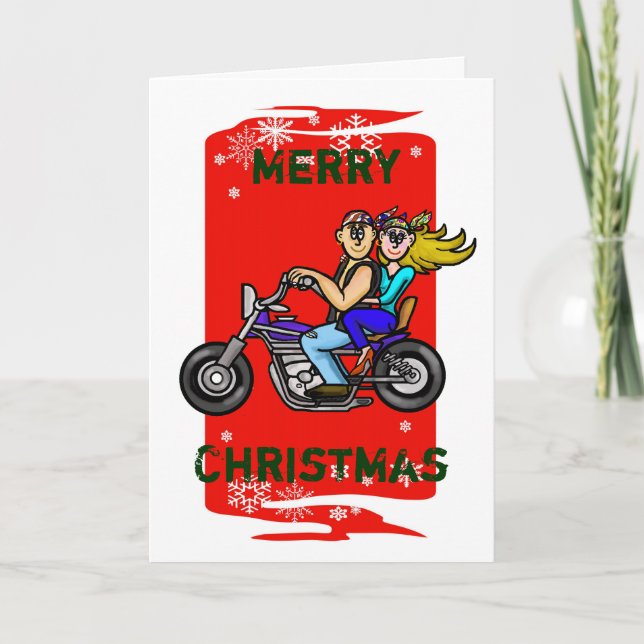 Biker Couple Christmas Card (Front)