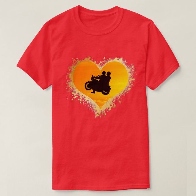 Biker Couple Motorcycle Love Heart 101  T-Shirt (Design Front)