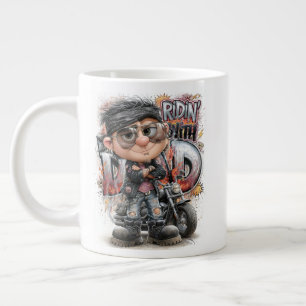 Biker Dad Motor Ridin Large Coffee Mug