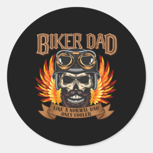 Biker Dad Motorcycle Father'S Day Biker Skull Classic Round Sticker